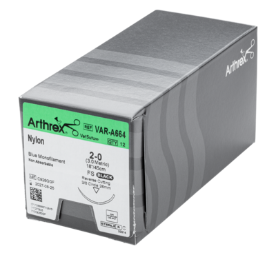 Arthrex - Nylon 2-0 Blue 18”, FS Reverse Cutting 26mm 3/8C - VAR-A664